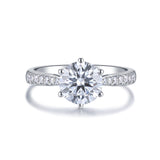 2 ct solitaire moissanite engagement ring in 18K white gold 