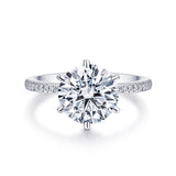 18K white gold moissanite pave solitaire engagement ring 