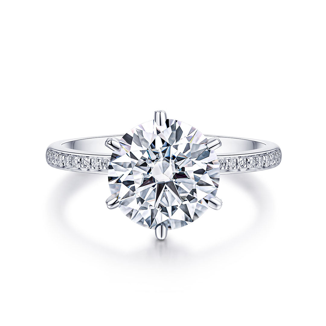 3 ct Moissanite Ring in White Gold Six Prongs | Custom Engagement Rings | Modern Gem Jewelry