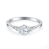  Prong Set Oval Diamond Three Stone Engagement Ring 