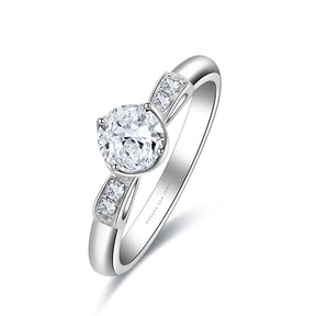 Oval Moissanite Ring in 18K White Gold | Custom Jewelry | Modern Gem Jewelry