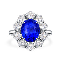 5 carats Oval Royal Blue Sapphire Diamonds White Gold Ring