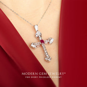 Timeless White Gold Cross Necklace | Modern Gem Jewelry