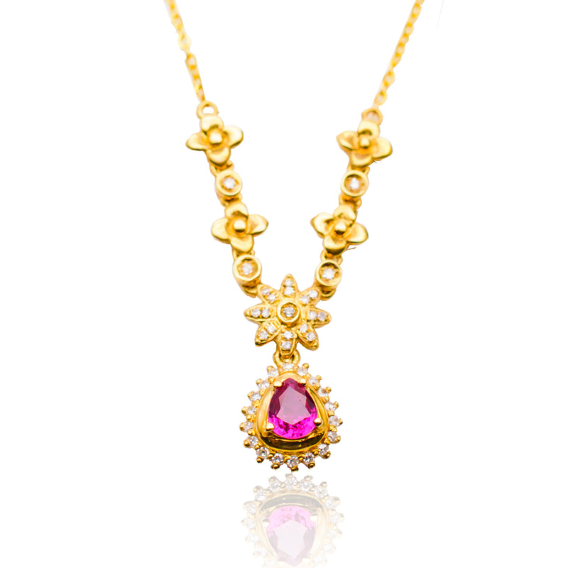 Red Ruby Native Shaman Inspired Pendant in 18K Yellow Gold | Saratti