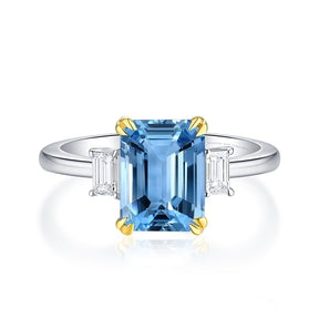 Aquamarine Engagement Ring with Gold  Prongs | 8 carat Santa Maria Aquamarine | Modern Gem Jewelry | Saratti