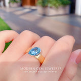 Blue Stone Ring with Natural Aquamarine in 18K Yellow Gold | Custom Engagement Rings by Modern Gem Jewelry | Saratti