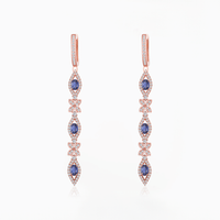 Sapphire Drop Earrings in Rose Gold