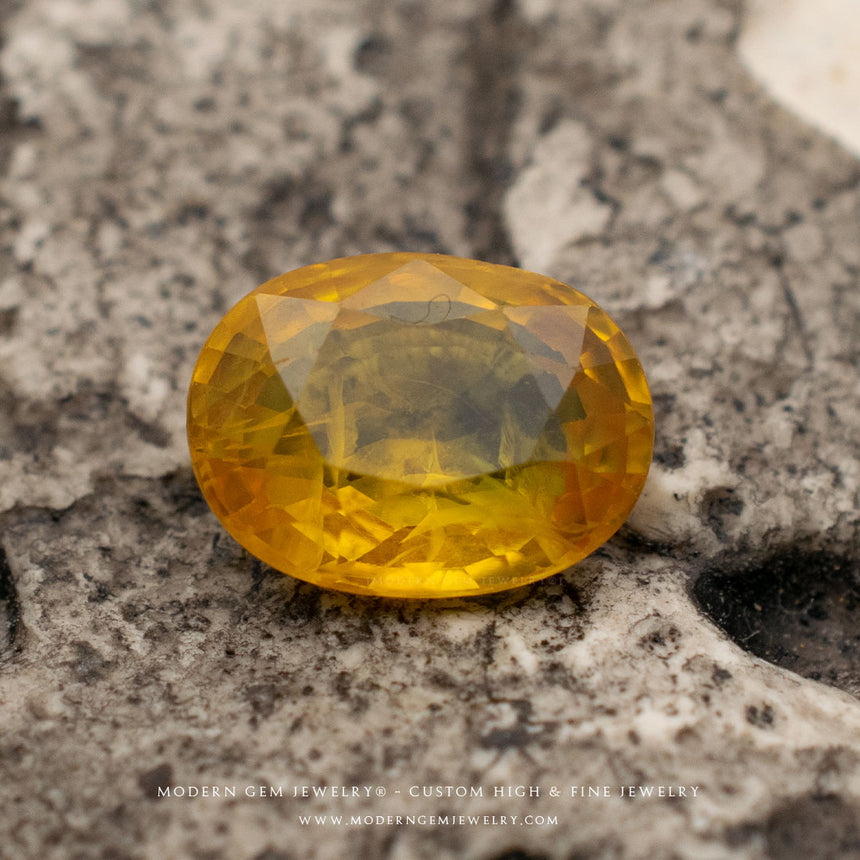 Natural Sapphire Gemstone | Oval Cut Fancy Yellow | 2.165 Carats Heated | Custom Jewelry | Modern Gem Jewelry