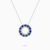 Gold Sapphire Necklace with Royal Blue Sapphires and Diamonds in 18K White Gold | Saratti