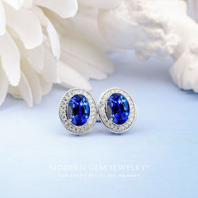 Princess Diana Inspired Earrings in 18K White Gold | Modern Gem Jewelry