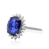 Princess Diana-Inspired Oval Blue Sapphire Diamond Cocktail Ring | Modern Gem Jewelry | Saratti