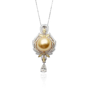 Dainty Pearl Necklace In 18K White Gold | Saratti