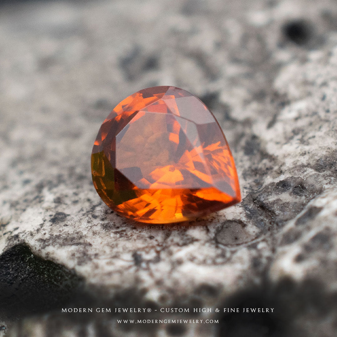 Spessatite Natural Garnet Gemstone Orange Pear Cut - Modern Gem Jewelry