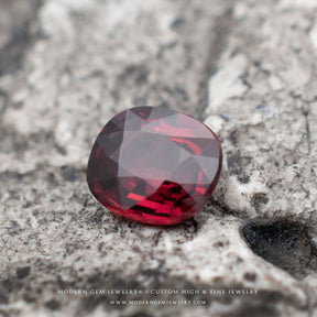 Natural Garnet Gemstone Red Cushion - Modern Gem Jewelry