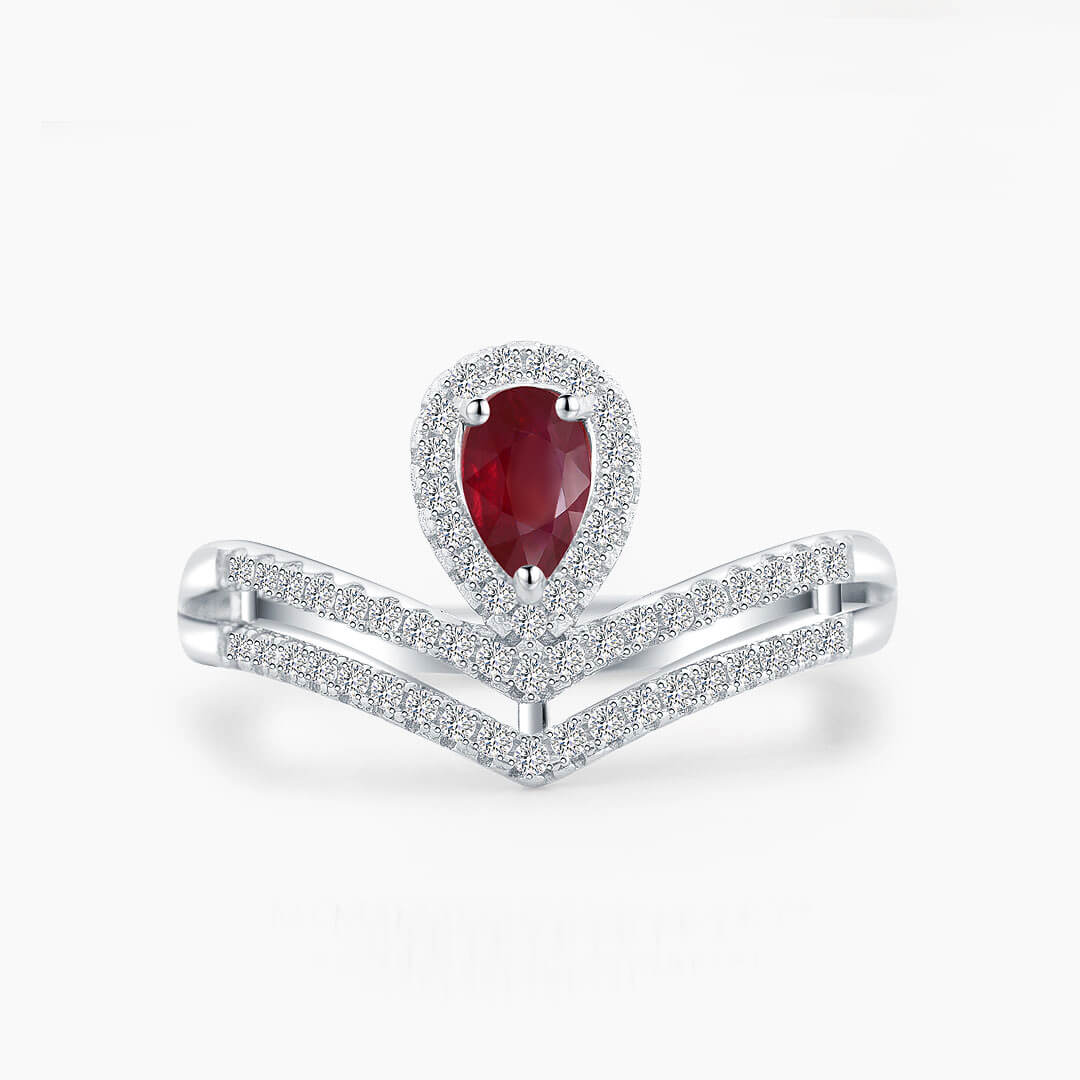 Spinel Ring in 18K White Gold Split Shank | Modern Gem Jewelry