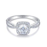 18K white gold split shank diamond engagement ring 