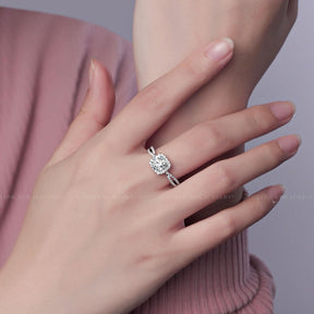 Split Shank Engagement Ring In 18K White Gold | Custom Engagement Rings| Modern Gem Jewelry