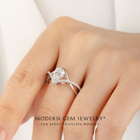 Claire • Pear Shaped Engagement Ring with Twisted Band | Modern Gem Jewelry