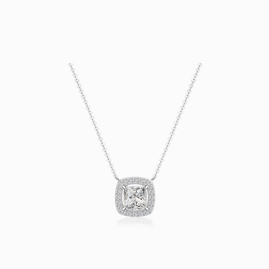 Diamond Station Necklace in 18K White Gold | Modern Gem Jewelry