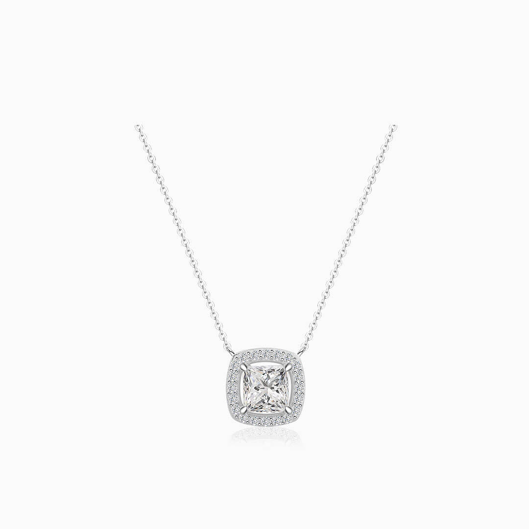 Diamond Station Necklace in 18K White Gold | Modern Gem Jewelry