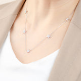 Diamonds Stars White Gold Necklace For Women | Saratti