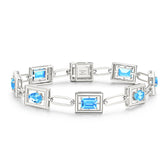 Blue Topaz Bracelet In 18K White Gold | Custom Bracelets| Modern Gem Jewelry