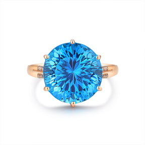 Topaz Ring Gold in 18K Rose Gold with Natural Diamonds | Custom Topaz Engagement Ring | Modern Gem Jewelry | Saratti 