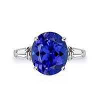 Oval Blue Stone Ring with Tanzanite and Diamond