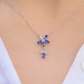 Unique Design Necklace with Tanzanites and Diamonds | Saratti