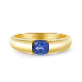 Tension Set Blue Sapphire Ring in 18K Yellow Gold | Modern Gem Jewelry | Saratti