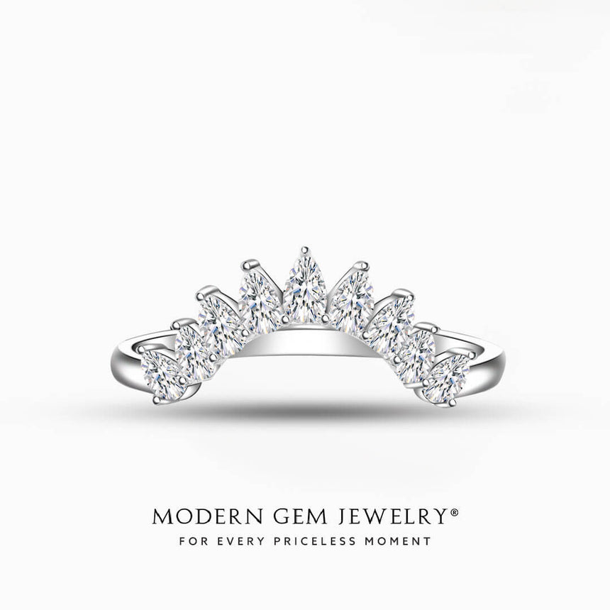 Curved Wedding Band Tiara Inspired | Modern Gem Jewelry | Saratti 