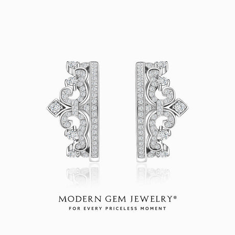 Tiara-Inspired Circle Diamond Earrings  | Modern Gem Jewelry