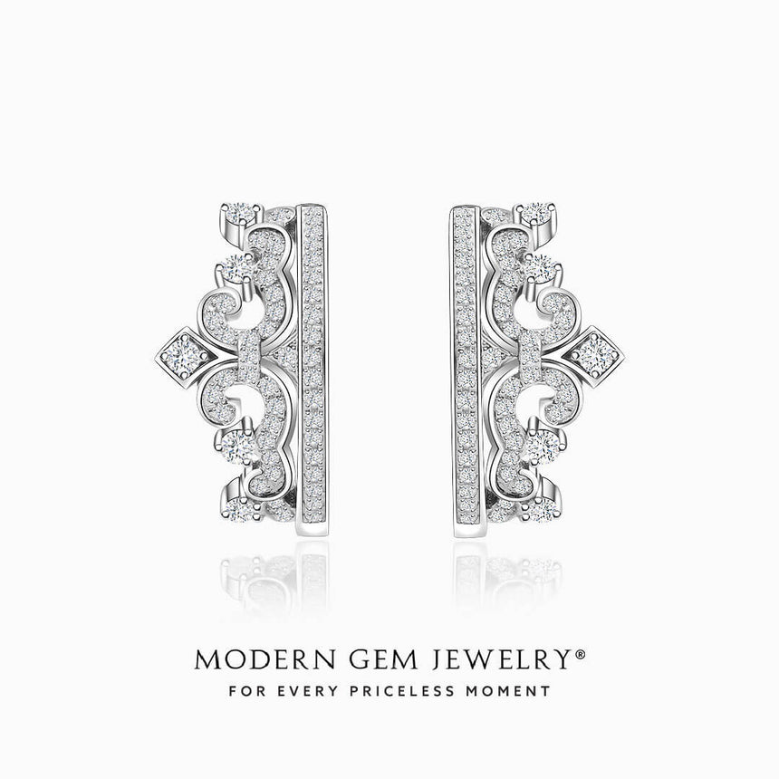 Tiara-Inspired Circle Diamond Earrings  | Modern Gem Jewelry