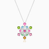 Colorful Tourmaline Necklace in White Gold | Modern Gem Jewelry