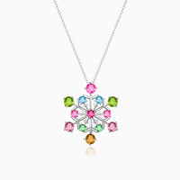 Colorful Tourmaline Necklace in White Gold