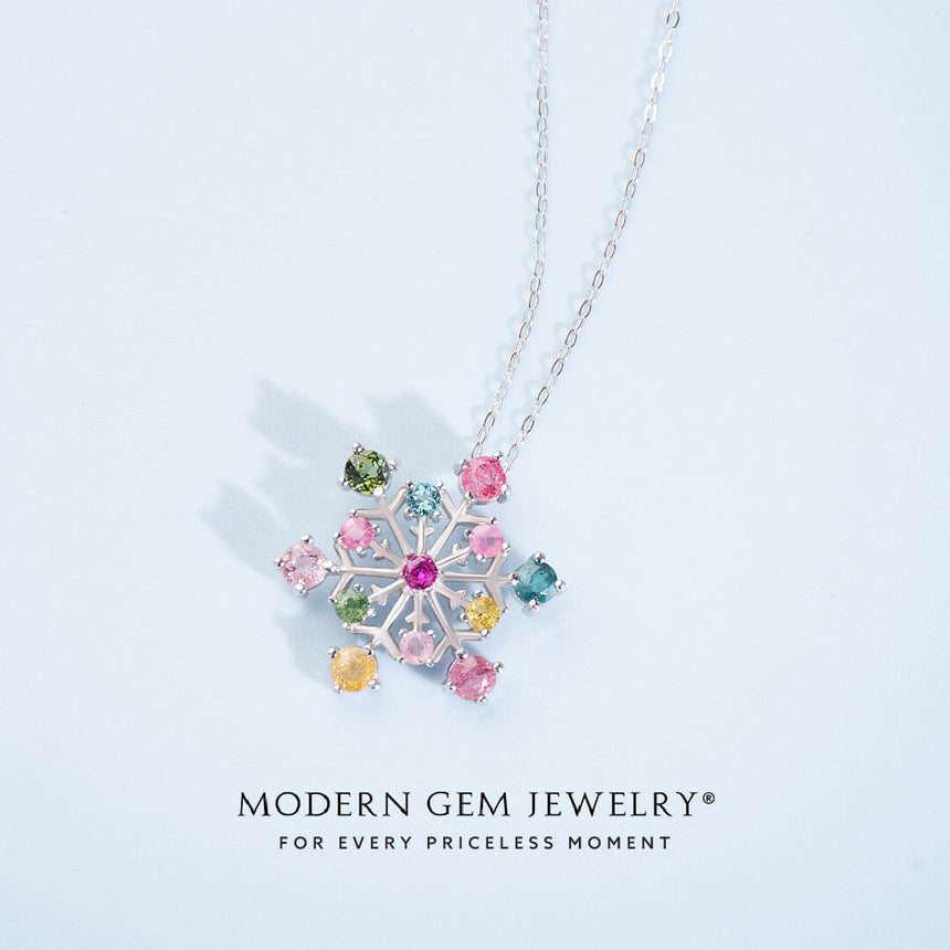 Unique Fancy Colored Tourmaline Necklace in 18K White Gold | Modern Gem Jewelry