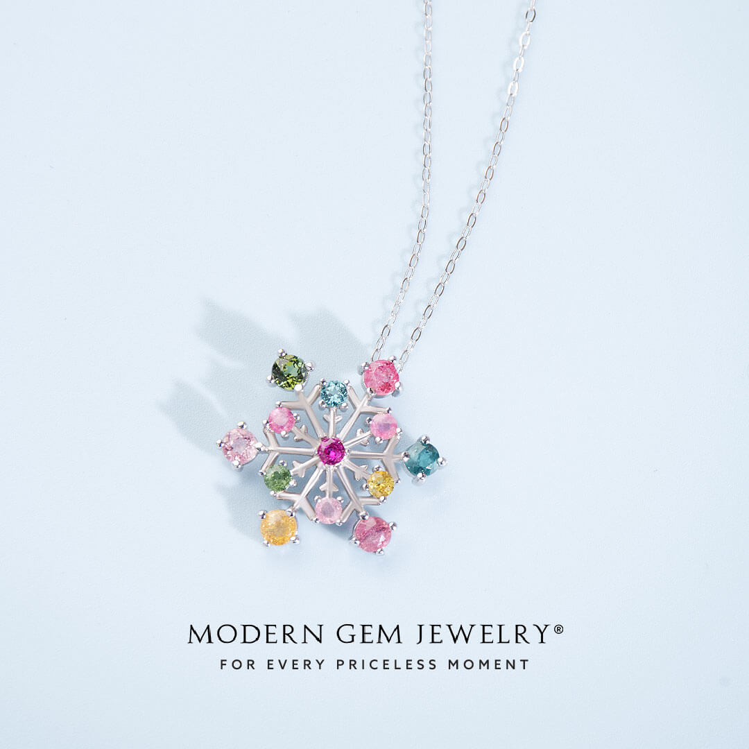 Unique Fancy Colored Tourmaline Necklace in 18K White Gold | Modern Gem Jewelry