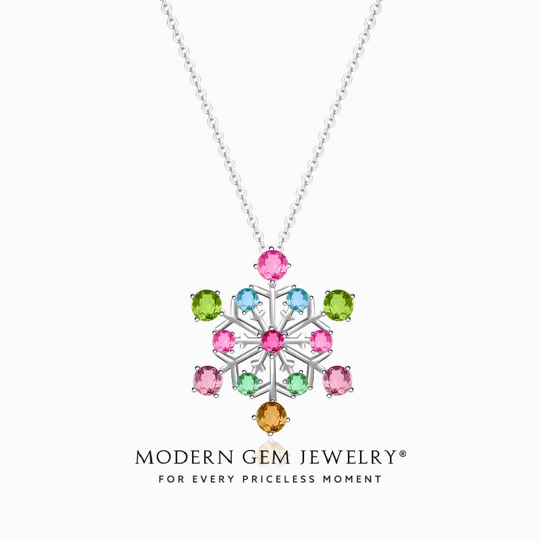 Custom Made Natural Tourmaline Necklace in 18K White Gold | Modern Gem Jewelry