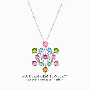 Custom Made Natural Tourmaline Necklace in 18K White Gold | Modern Gem Jewelry