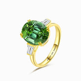 Green Tourmaline and Diamond Ring Yellow Gold | Custom Tourmaline Engagement Ring | Modern Gem Jewelry | Saratti
