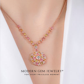 Vintage Inspired Tourmaline Necklace in Rose Gold | Saratti