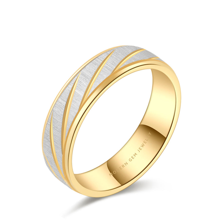 Men's Two Tone Wedding Bands Comfort Fit 6mm | Custom Made Men Jewelry | Modern Gem Jewelry | Saratti