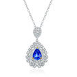 Gold Sapphire Necklace Royal & Diamonds In 18K White Gold | Saratti