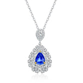 Gold Sapphire Necklace Royal & Diamonds In 18K White Gold | Saratti