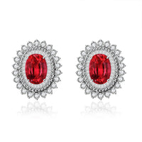 Ruby Earrings with Diamonds In White Gold