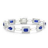 Unheated Blue Sapphire White Gold Bracelet • Modern Gem Jewelry®