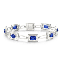 18K White Gold Natural Blue Sapphire Bracelet