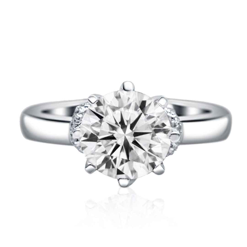 Vintage Inspired Moissanite Ring in White Gold | Modern Gem Jewelry | Saratti