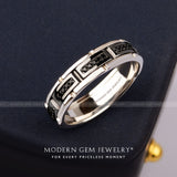 18K Gold Two Tone Black Diamond Band 