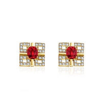 Vintage Ruby Earrings In Yellow Gold